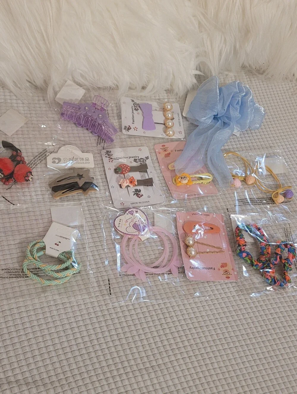 Kids Hair Accessory Set - Light Blue & Pastel Styles